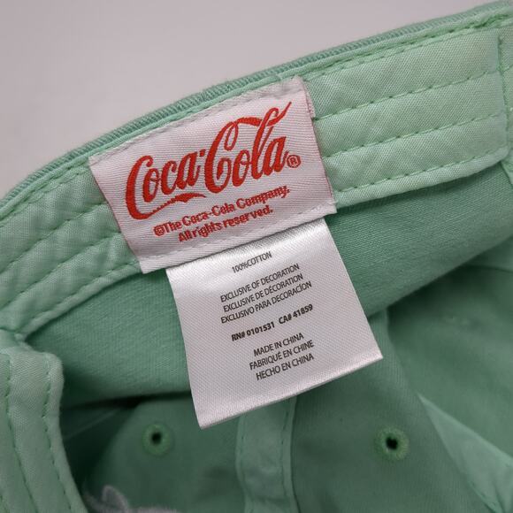 Coca Cola Slideback Baseball Cap Green One Size Adjustable Embroidered 6 Panel - Picture 9 of 9